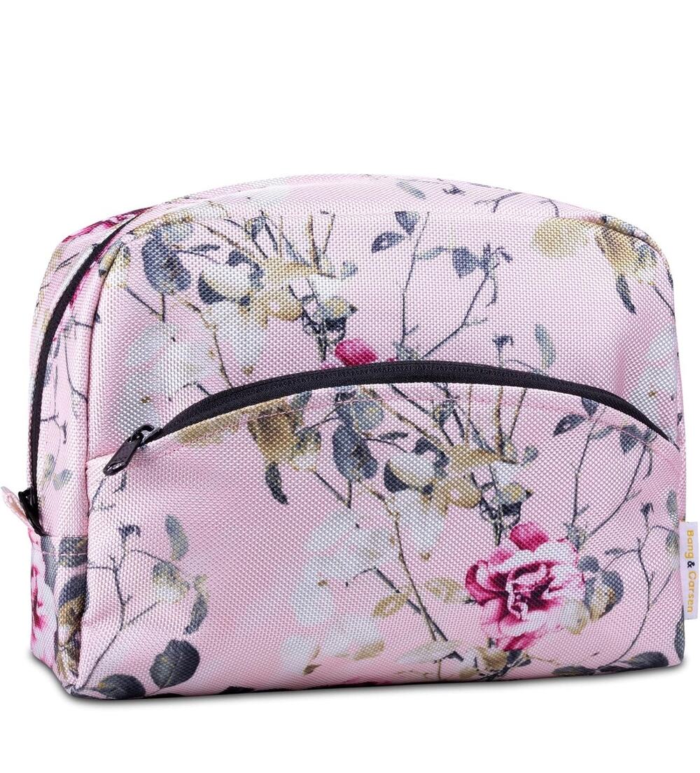 Floral Makeup Bag Cosmetic Pouch w/ Waterproof Lining & Zipper Pocket